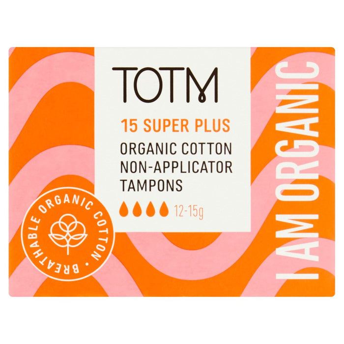 TATM Organic Cotton Non applicateur Tampons Super plus 15 par pack