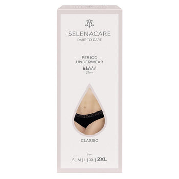 Selenacare Menstrual Undies Classic Black Size 2XL