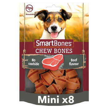 SmartBones 8 Mini Beef Rawhide Free Bones Dog Treats 128g