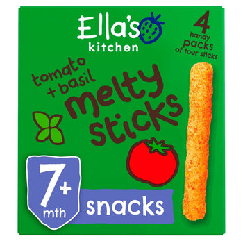 Ella's Kitchen Bastoncini Melty Biologici al Pomodoro e Basilico 7 mesi+ Confezione multipla 4 x 6g